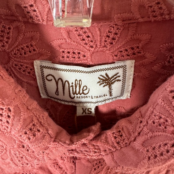 Mille Resort Travel Shirt Size XS Pink Eyelet Sofia Top Longsleeve - Picture 8 of 11